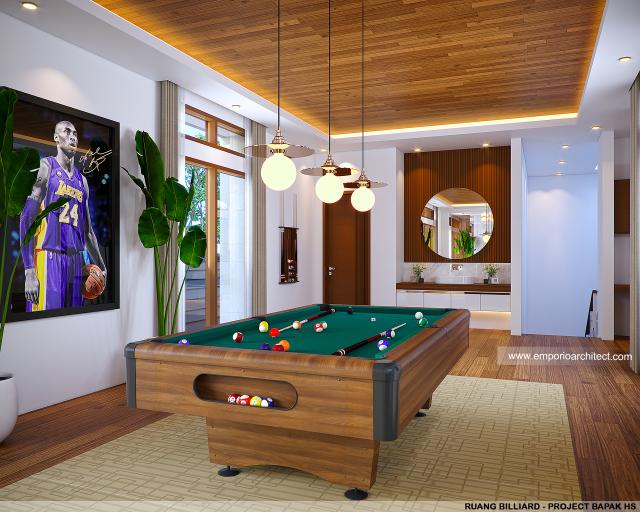 Desain Ruang Billiard Rumah Modern 1.5 Lantai Bapak HS di Palu, Sulawesi Tengah