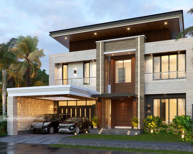 Desain Rumah Modern 1.5 Lantai Mr. R di Surabaya - Tampak Depan