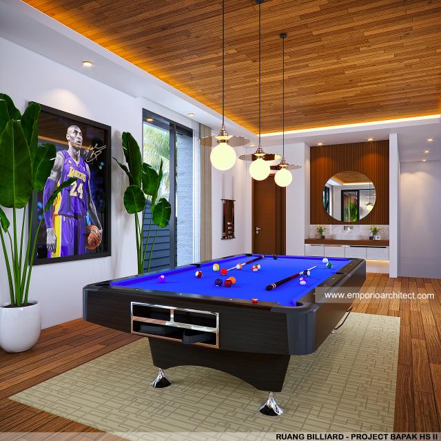 Desain Ruang Billiard Rumah Modern 1.5 Lantai Bapak HS II di Palu, Sulawesi Tengah