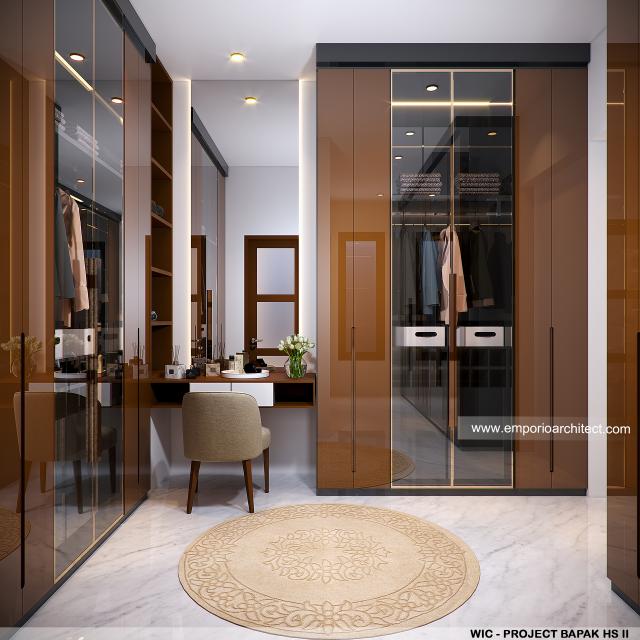 Desain Walk In Closet Rumah Modern 1.5 Lantai Bapak HS II di Palu, Sulawesi Tengah