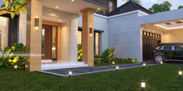 Desain Tampak Detail Depan Rumah Modern 1.5 Lantai Bapak HS II di Palu, Sulawesi Tengah