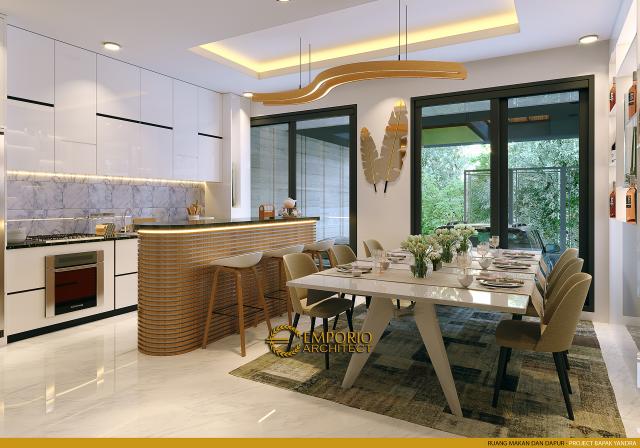 Desain Ruang Makan dan Dapur Rumah Modern 2 Lantai Bapak Yandra di Padang, Sumatera Barat