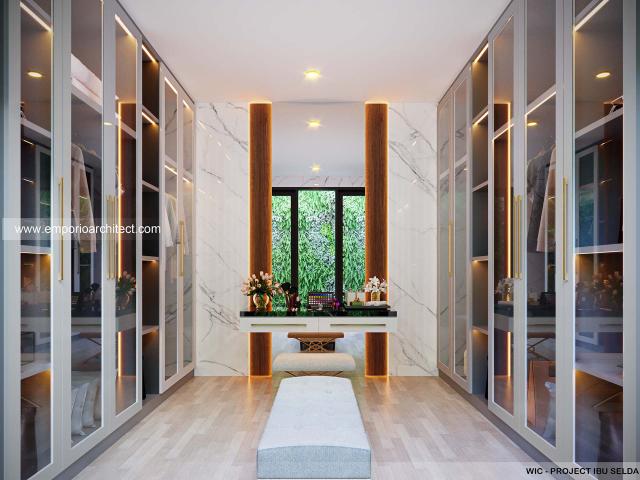 Desain Walk In Closet Rumah Modern 2 Lantai Ibu SLD di Kutai, Kalimantan Timur