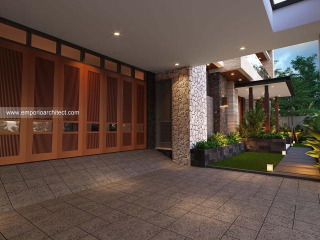 Desain Tampak Detail Depan Rumah Modern 2 Lantai Ibu SLD di Kutai, Kalimantan Timur