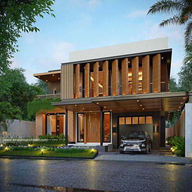 Desain Tampak Depan 2 Rumah Modern 2 Lantai Bapak TFQ di Surabaya