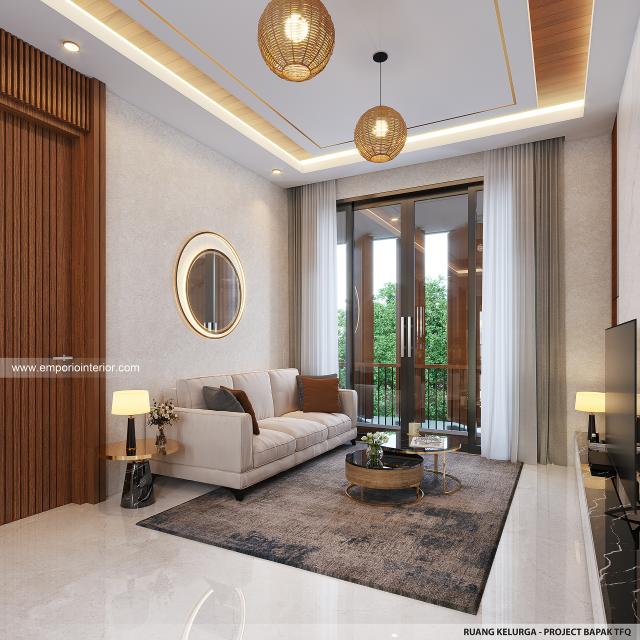 Desain Ruang Keluarga Rumah Modern 2 Lantai Bapak TFQ di Surabaya