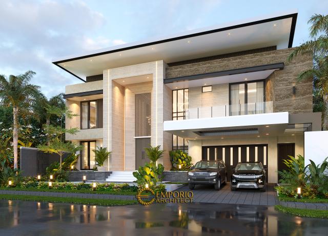 Desain Tampak Depan 2 Rumah Modern 2 Lantai Ibu Yeti di Lampung