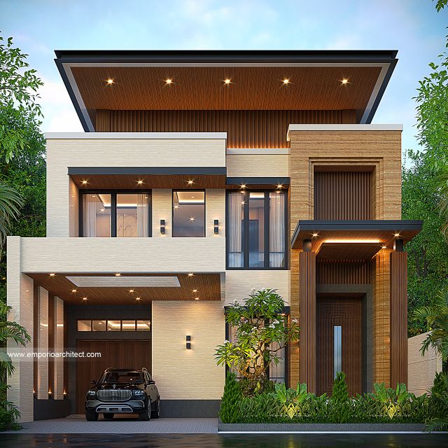 Desain Tampak Depan Rumah Modern 2 Lantai Bapak AD di Balikpapan