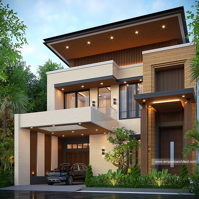 Desain Tampak Depan 3 Rumah Modern 2 Lantai Bapak AD di Balikpapan