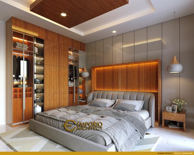 Desain Kamar Tidur 1 Rumah Modern 2 Lantai Bapak KR di Yogyakarta