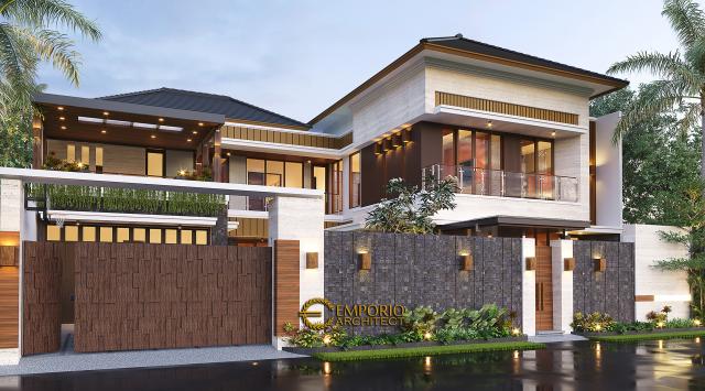 Desain Tampak Depan Dengan Pagar Rumah Modern 2 Lantai Bapak v di Yogyakarta