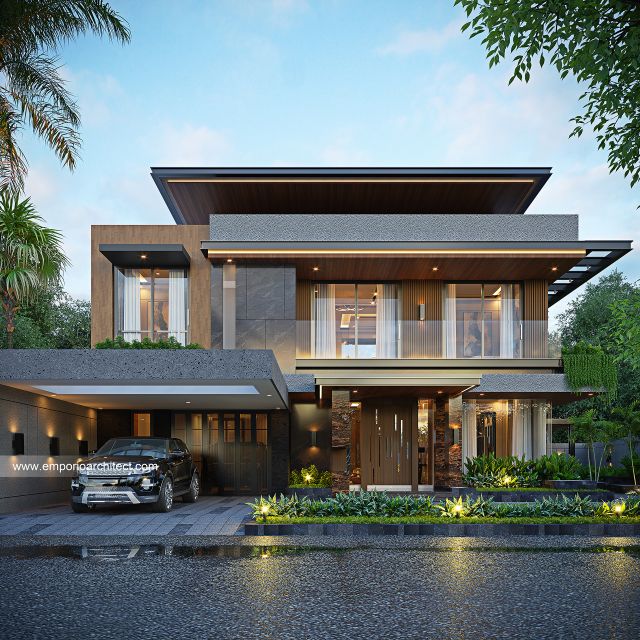 Desain Tampak Depan Rumah Modern 2 Lantai Bapak ASD di Lombok