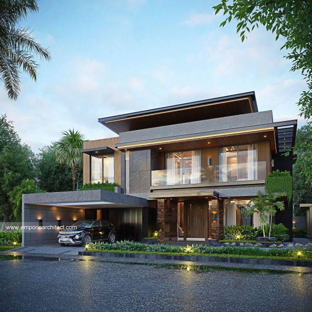 Desain Tampak Depan 2 Rumah Modern 2 Lantai Bapak ASD di Lombok