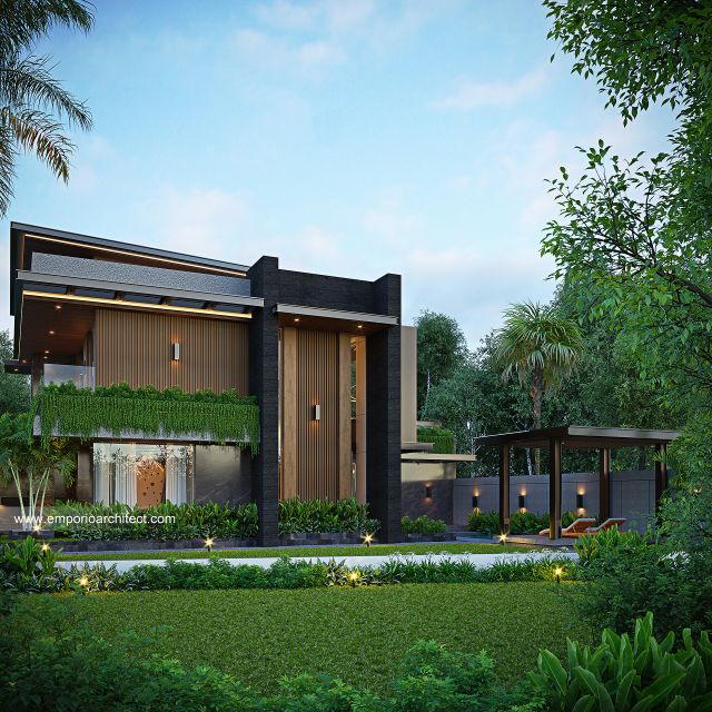 Desain Tampak Samping Rumah Modern 2 Lantai Bapak ASD di Lombok