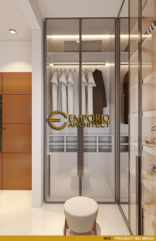 Desain Walk In Closet Rumah Modern 2 Lantai Ibu Mega di Palembang