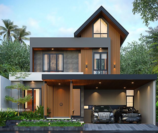 Desain Tampak Depan Rumah Modern 2 Lantai Bapak IRW di Depok