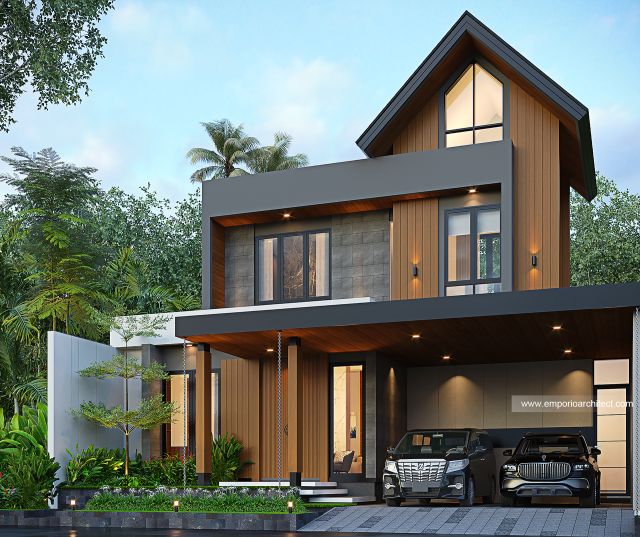 Desain Tampak Depan 3 Rumah Modern 2 Lantai Bapak IRW di Depok