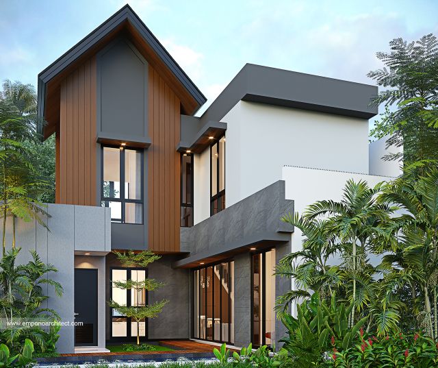 Desain Tampak Belakang Rumah Modern 2 Lantai Bapak IRW di Depok