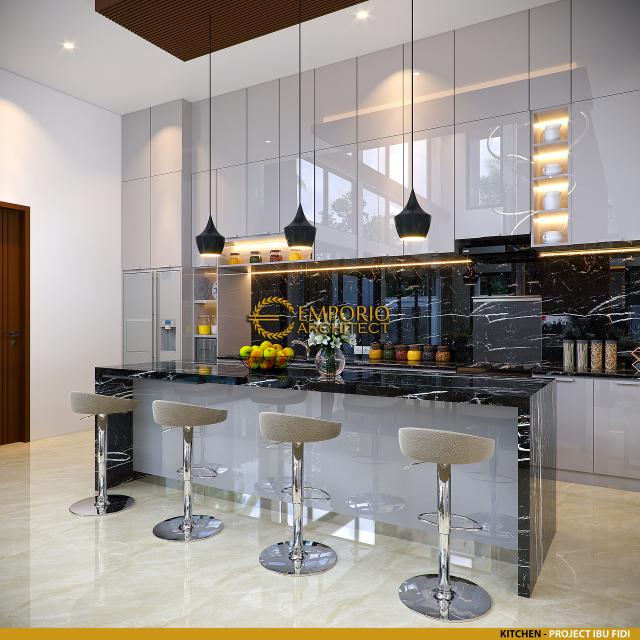 Desain Dapur Rumah Modern 2 Lantai Ibu Fidi di Jakarta