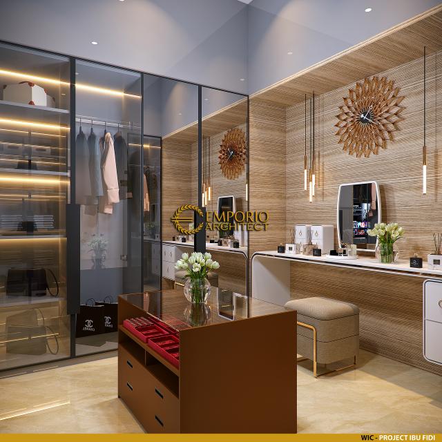 Desain Walk In Closet Rumah Modern 2 Lantai Ibu Fidi di Jakarta