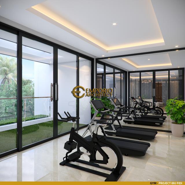 Desain Ruang Gym Rumah Modern 2 Lantai Ibu Fidi di Jakarta