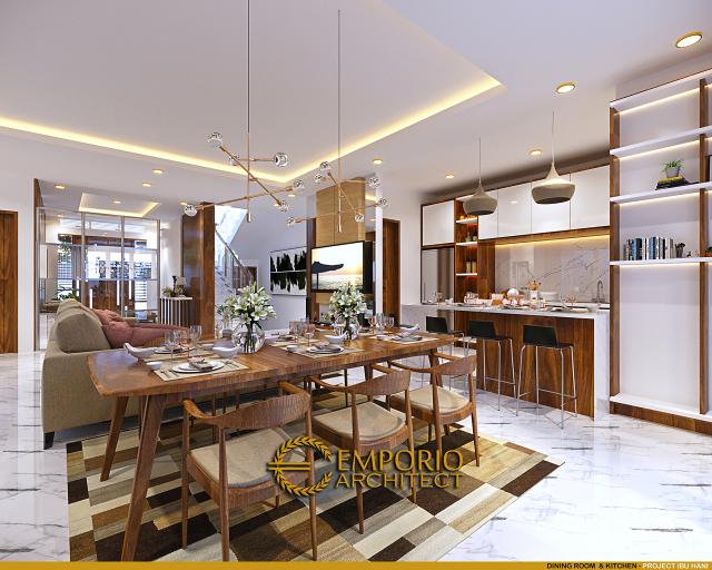 Desain Ruang Makan dan Dapur Rumah Modern 2 Lantai Ibu Hani di Bogor, Jawa Barat