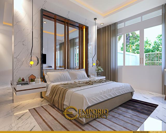 Desain Kamar Tidur Utama Rumah Modern 2 Lantai Ibu Hani di Bogor, Jawa Barat