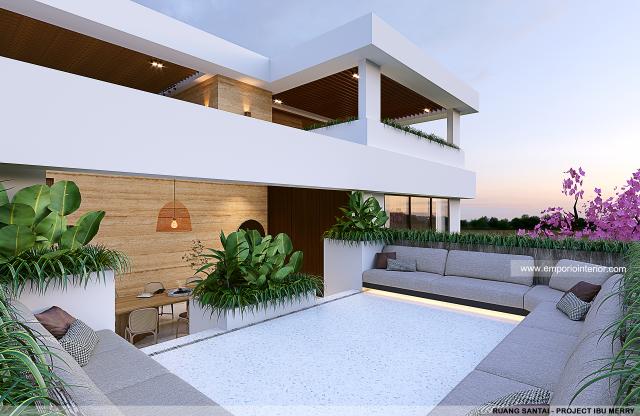 Desain Ruang Santai Rumah Modern 2 Lantai Ibu Merry di Badung, Bali