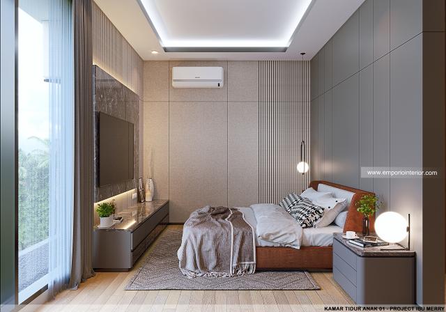 Desain Kamar Tidur Anak 1 Rumah Modern 2 Lantai Ibu Merry di Badung, Bali