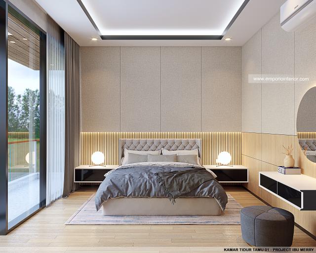 Desain Kamar Tidur Tamu 1 Rumah Modern 2 Lantai Ibu Merry di Badung, Bali