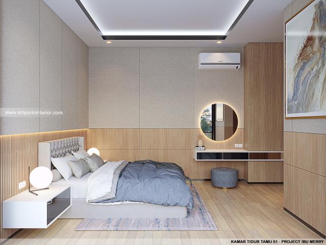 Desain Kamar Tidur Tamu 1 Rumah Modern 2 Lantai Ibu Merry di Badung, Bali