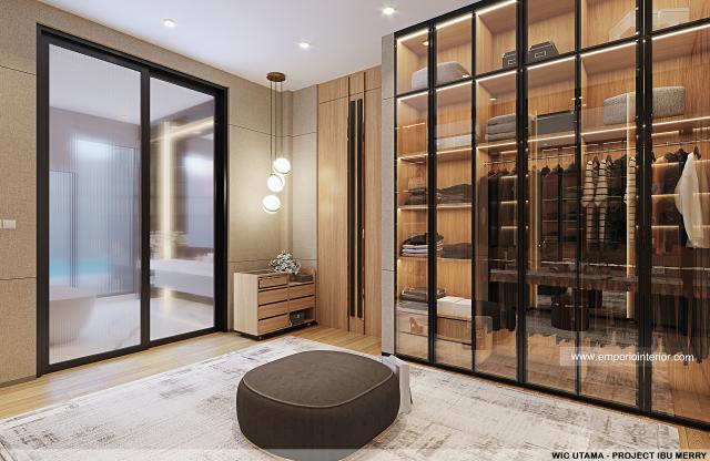 Desain WIC Kamar Tidur Utama Rumah Modern 2 Lantai Ibu Merry di Badung, Bali