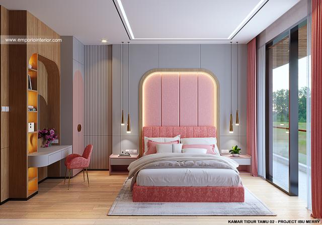 Desain Kamar Tidur Tamu 2 Rumah Modern 2 Lantai Ibu Merry di Badung, Bali