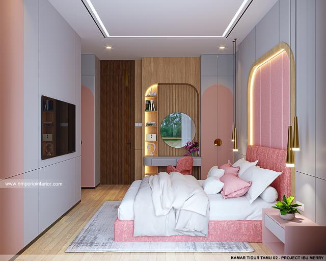 Desain Kamar Tidur Tamu 2 Rumah Modern 2 Lantai Ibu Merry di Badung, Bali