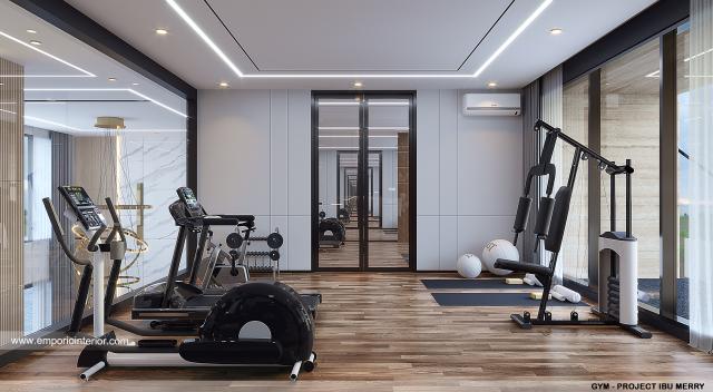 Desain Ruang Gym Rumah Modern 2 Lantai Ibu Merry di Badung, Bali