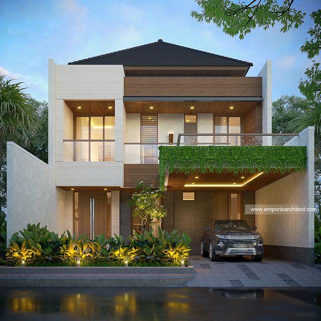 Desain Tampak Depan 3 Rumah Modern 2 Lantai Bapak PLS di BSD, Tangerang Selatan