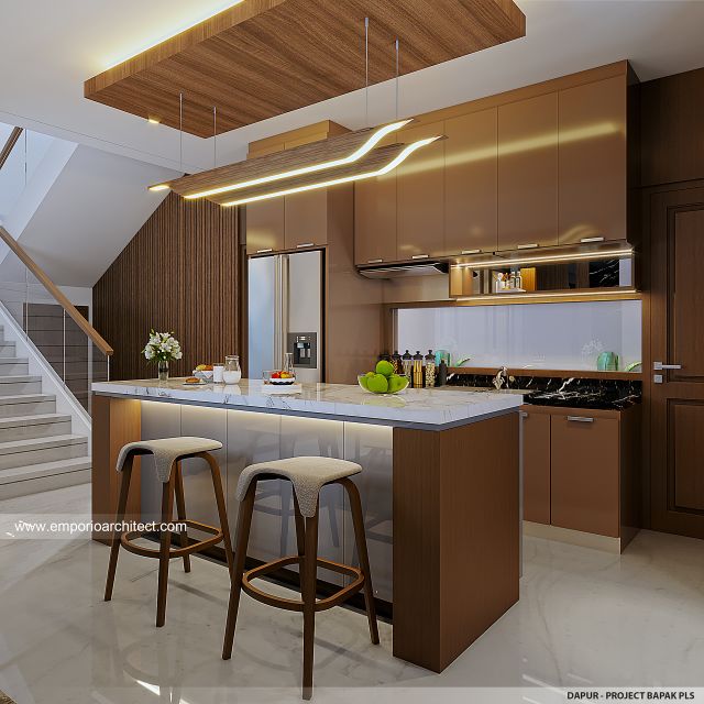 Desain Dapur Rumah Modern 2 Lantai Bapak PLS di BSD, Tangerang Selatan