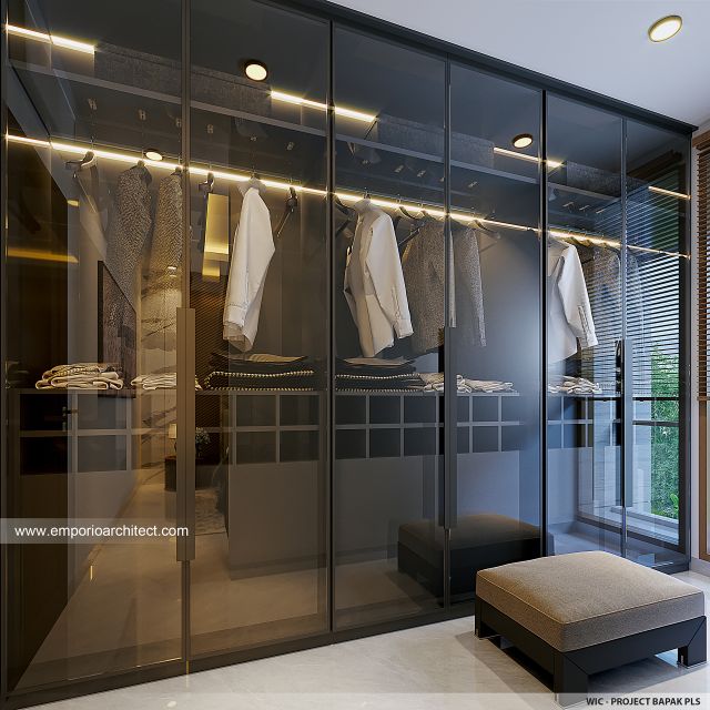 Desain Walk In Closet Rumah Modern 2 Lantai Bapak PLS di BSD, Tangerang Selatan