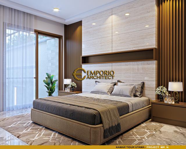 Desain Kamar Tidur Utama Rumah Modern 2 Lantai Mr. N di Makassar