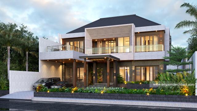 Desain Rumah Modern 2 Lantai Bapak GLG di Lampung - Tampak Depan