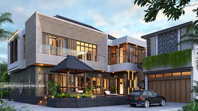 Desain Tampak Belakang Rumah Modern 2 Lantai Bapak GLG di Lampung