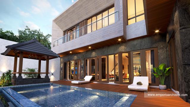 Desain Tampak Detail Belakang Rumah Modern 2 Lantai Bapak GLG di Lampung