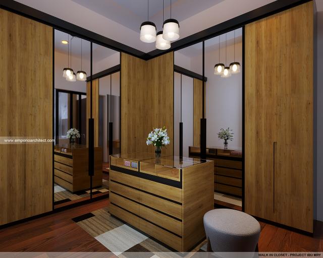 Desain Walk In Closet Rumah Modern 2 Lantai Ibu MRY di Jakarta Selatan