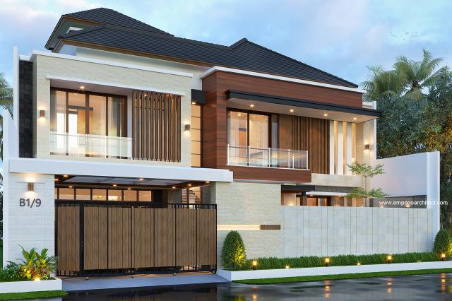 Desain Tampak Depan Dengan Pagar Rumah Modern 2 Lantai Ibu MRY di Jakarta Selatan