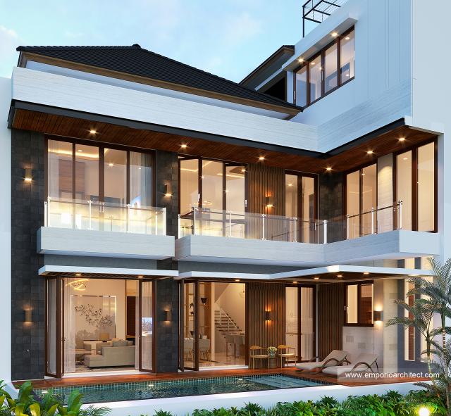 Desain Tampak Belakang Rumah Modern 2 Lantai Ibu MRY di Jakarta Selatan