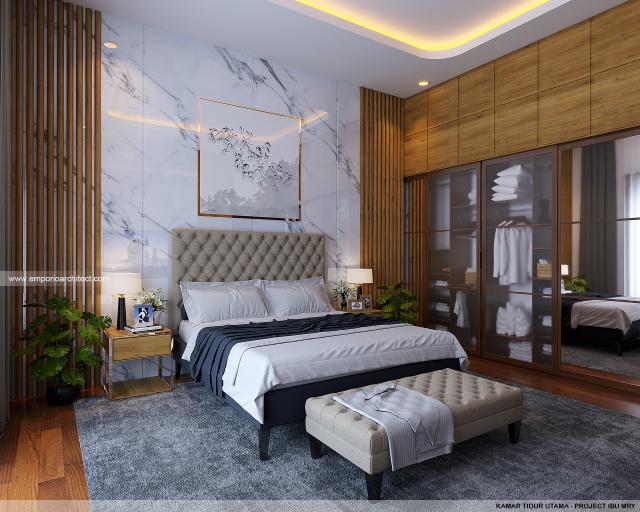 Desain Kamar Tidur Utama Rumah Modern 2 Lantai Ibu MRY di Jakarta Selatan