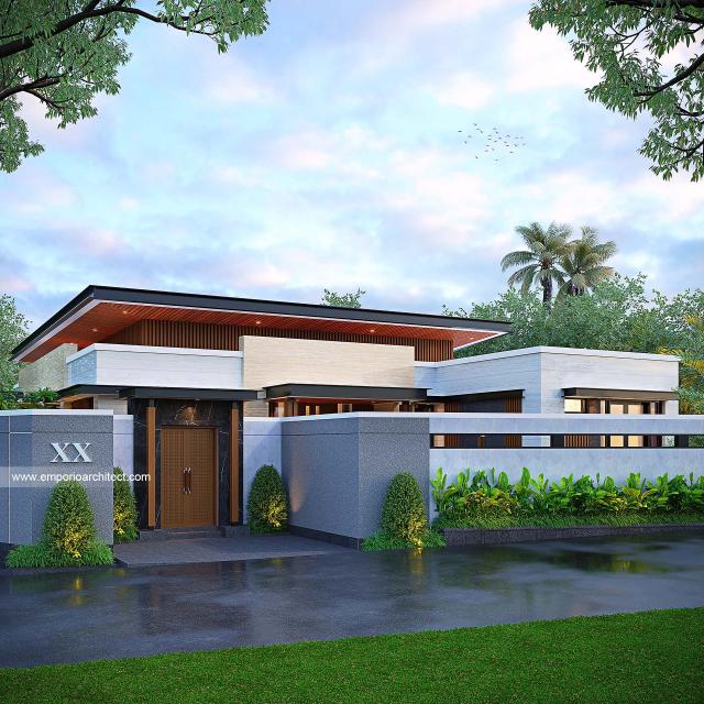 Desain Tampak Belakang Dengan Pagar Rumah Modern 2 Lantai Bapak RZ di Samarinda