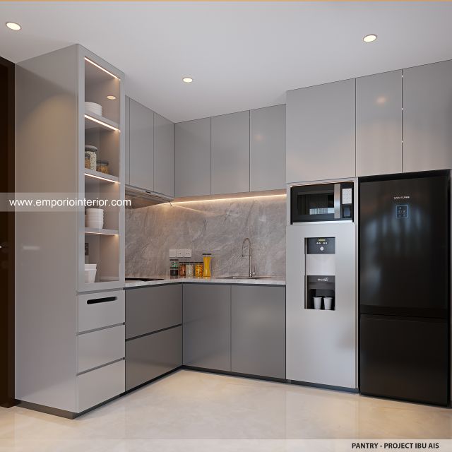 Desain Pantry Rumah Modern 2 Lantai Ibu A di Jakarta