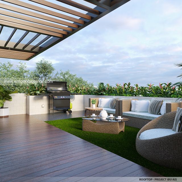 Desain Rooftop Rumah Modern 2 Lantai Ibu A di Jakarta