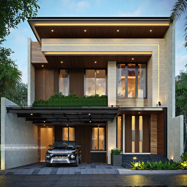 Desain Tampak Depan 3 Rumah Modern 2 Lantai Ibu A di Jakarta